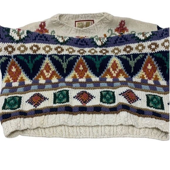 VTG Crystal Kobe Floral Amish Patchwork Chunky Knit Christmas Sweater Size S NWT - Picture 7 of 13